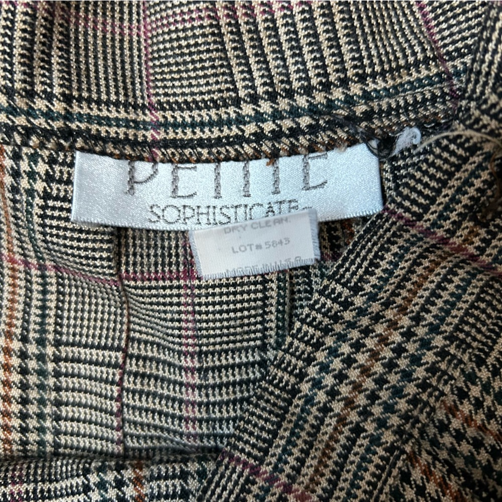 W Sophisticate Petite Tan Plaid Pleated Skirt Size 8 |B62 - Picture 3 of 12